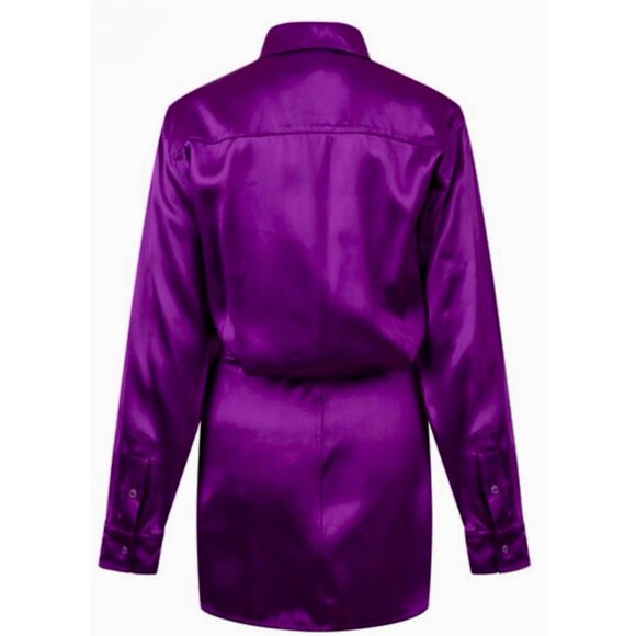 Women's Off White Duchesse Twist Shirt Dress in Fuchsia 42 Retail: $900 NWT - Picture 4 of 6